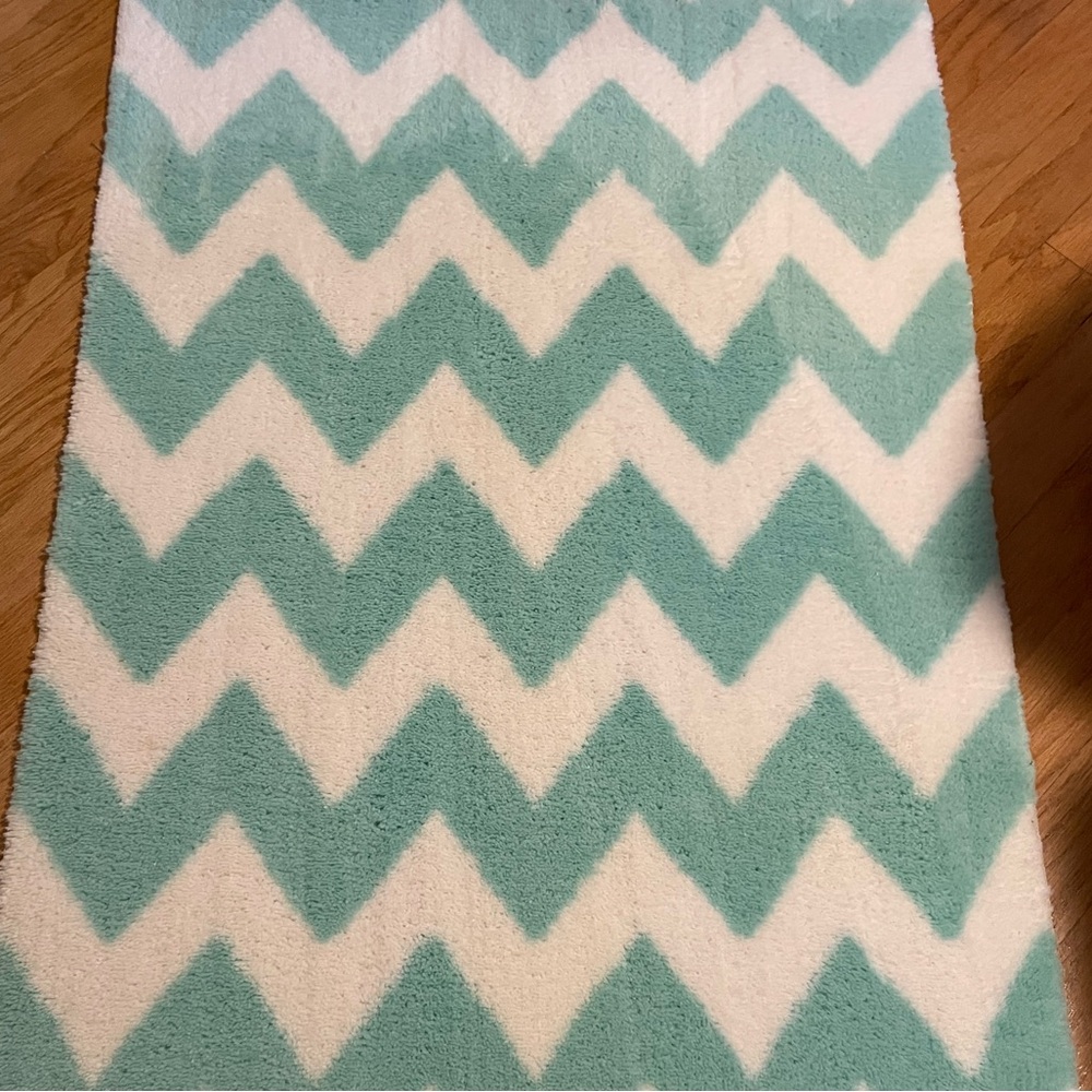 Circo (Target) Turquoise and White Chevron Pattern Rug - Picture 2 of 5